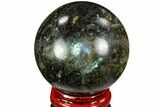 Flashy, Polished Labradorite Sphere - Great Color Play #105759-1